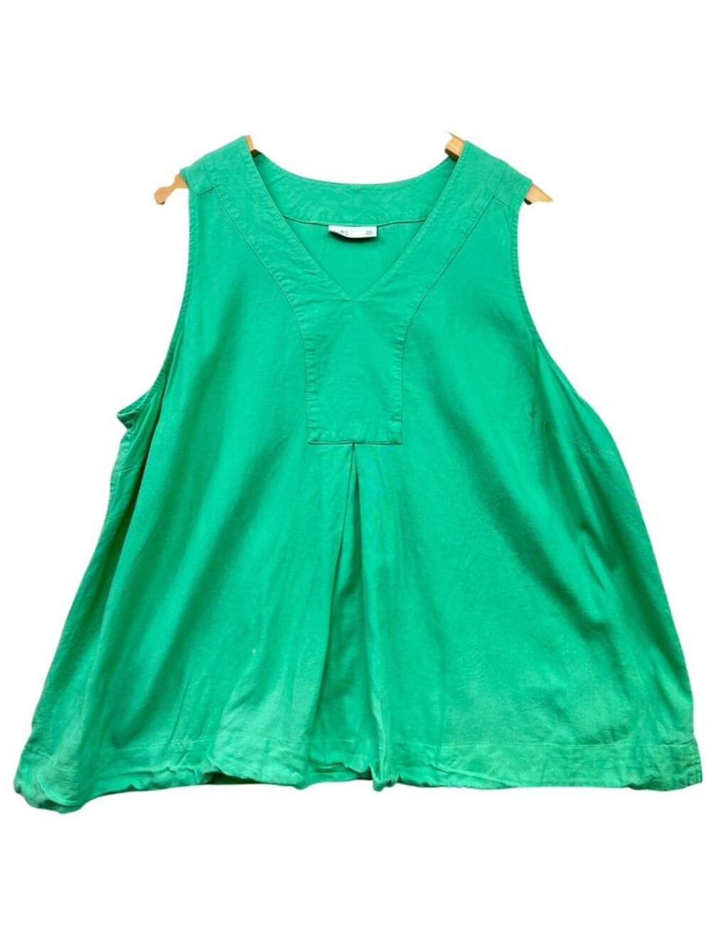 Croft & Barrow Womens Sleeveless V-Neck Tank Top XXL Green Linen Blend Casual